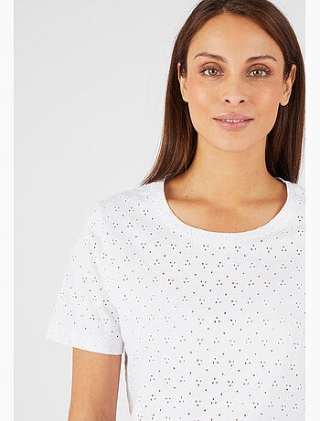 T-shirt maille brodée pur coton - Damart