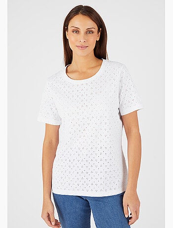 T-shirt maille brodée pur coton - Damart