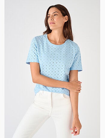 T-shirt maille brodée pur coton - Damart