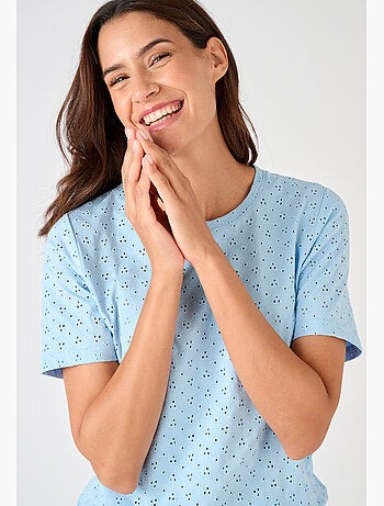 T-shirt maille brodée pur coton - Damart