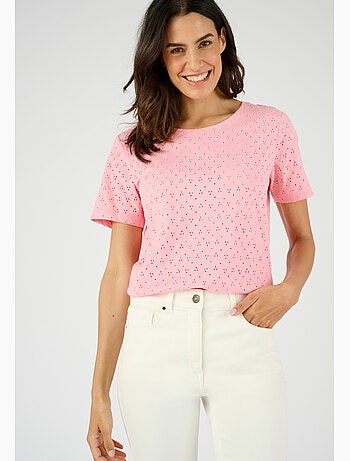 T-shirt maille brodée pur coton - Damart