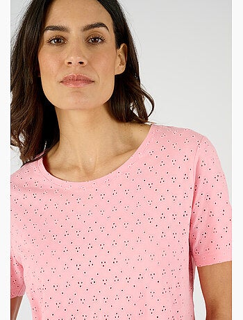 T-shirt maille brodée pur coton - Damart