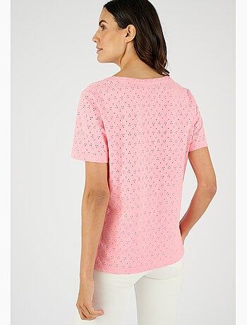 T-shirt maille brodée pur coton - Damart