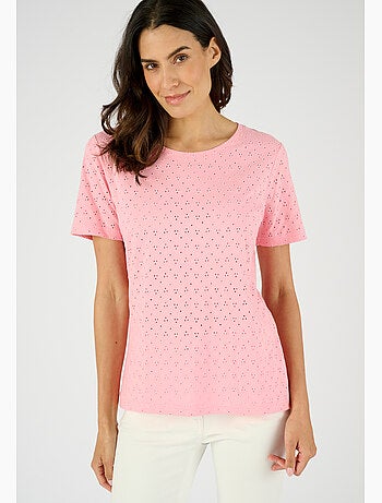 T-shirt maille brodée pur coton - Damart