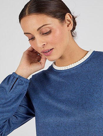 T-shirt maille chaude col volanté - Damart