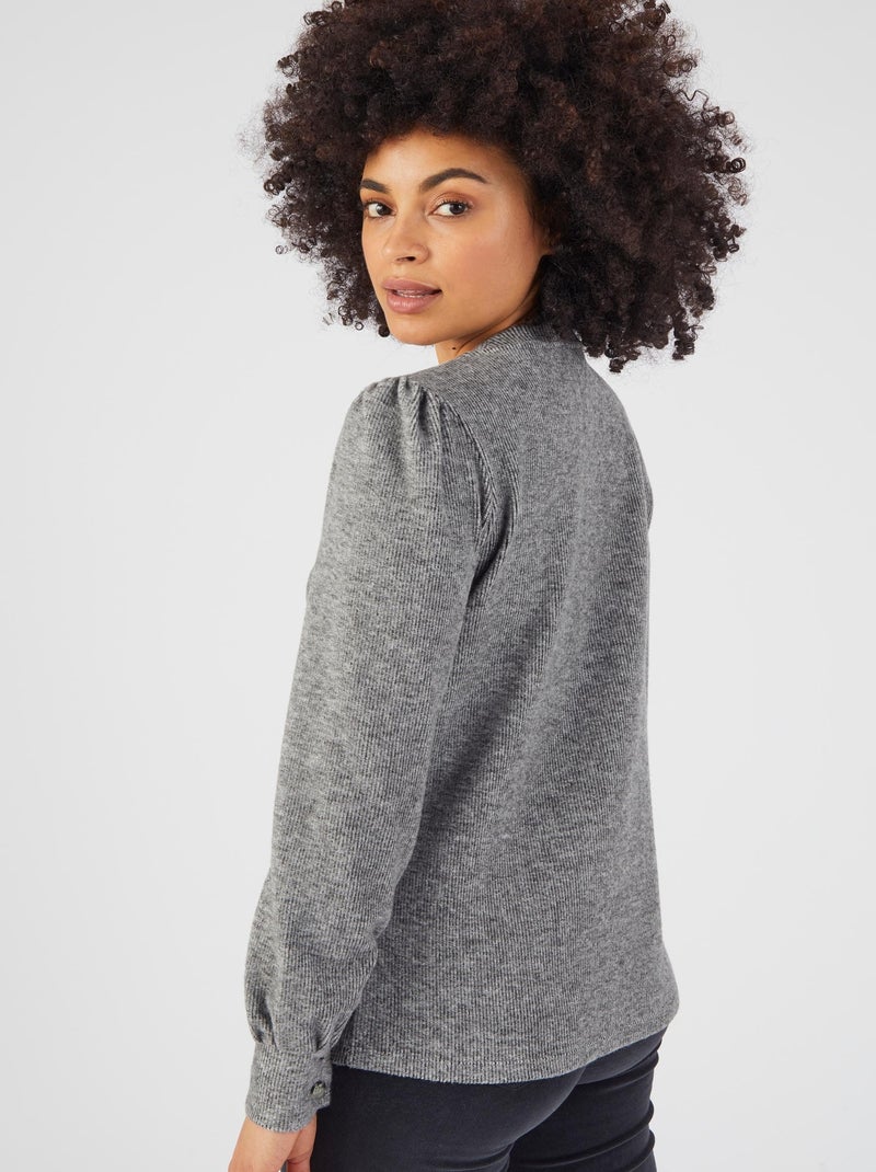 T-shirt maille chaude côtelée - Damart Gris chiné - Kiabi