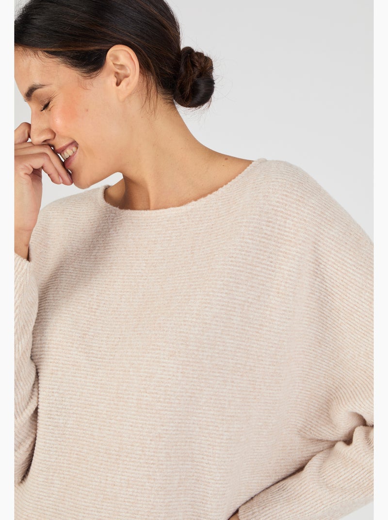 T-shirt maille chaude côtelée - Damart Marron - Kiabi