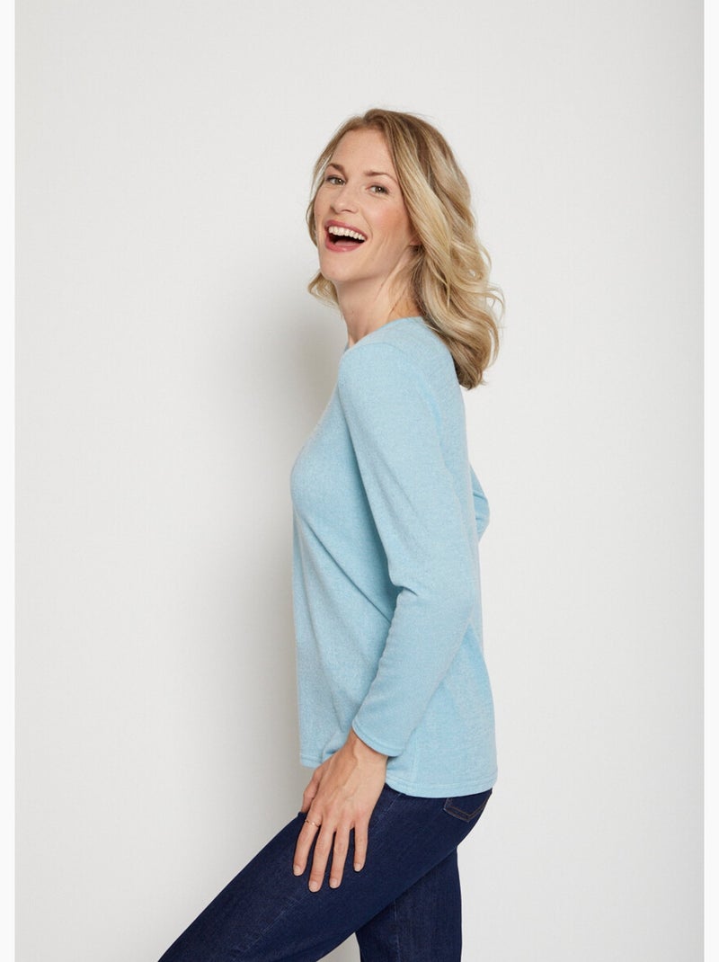 T-shirt maille chaude fantaisie Vert bouteille - Kiabi