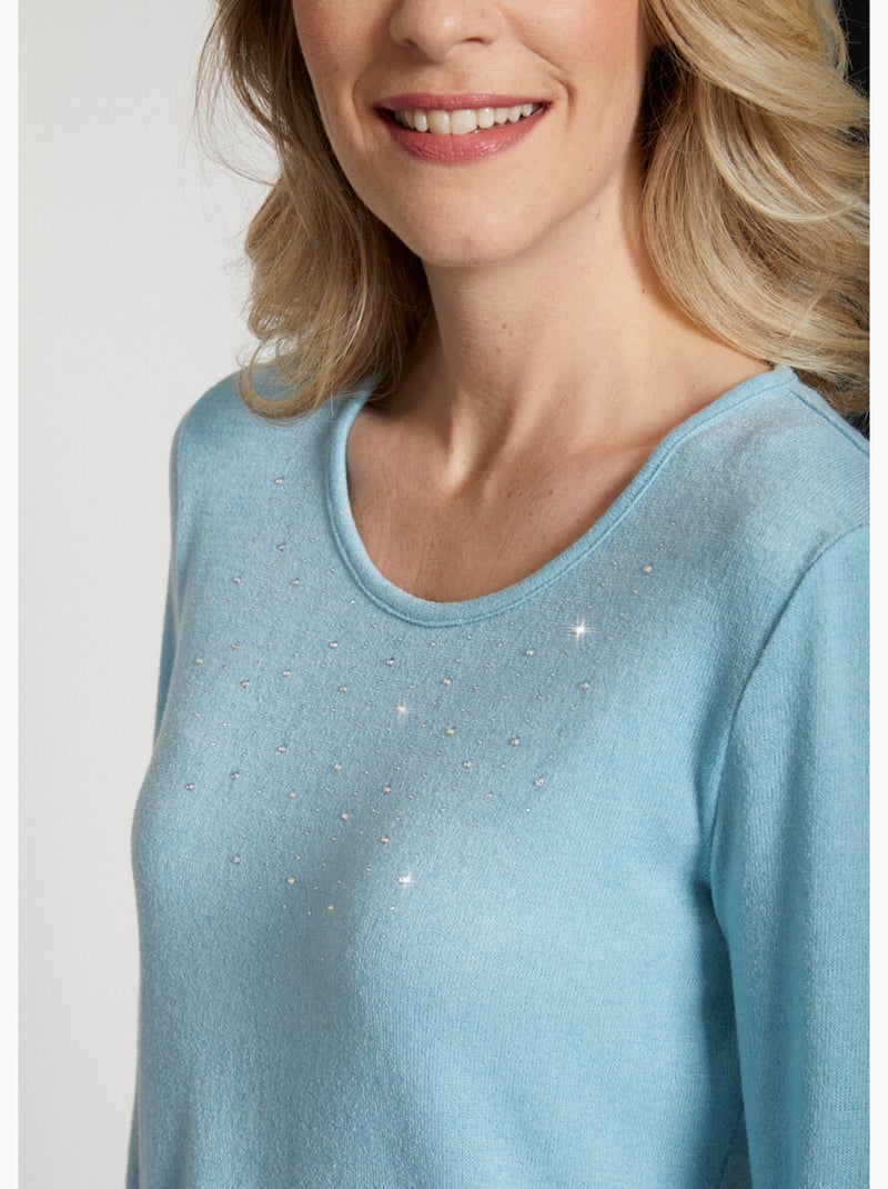 T-shirt maille chaude fantaisie Vert bouteille - Kiabi