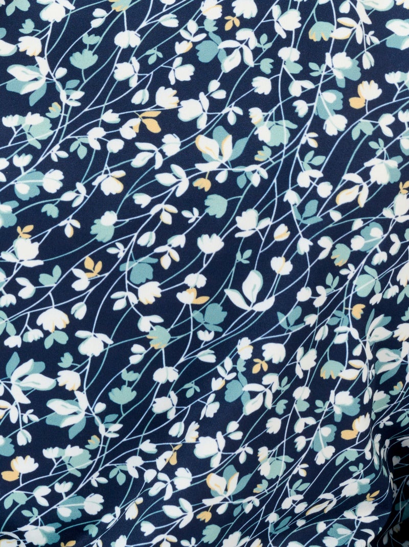 T-shirt maille chaude fleurie - Damart Bleu marine - Kiabi