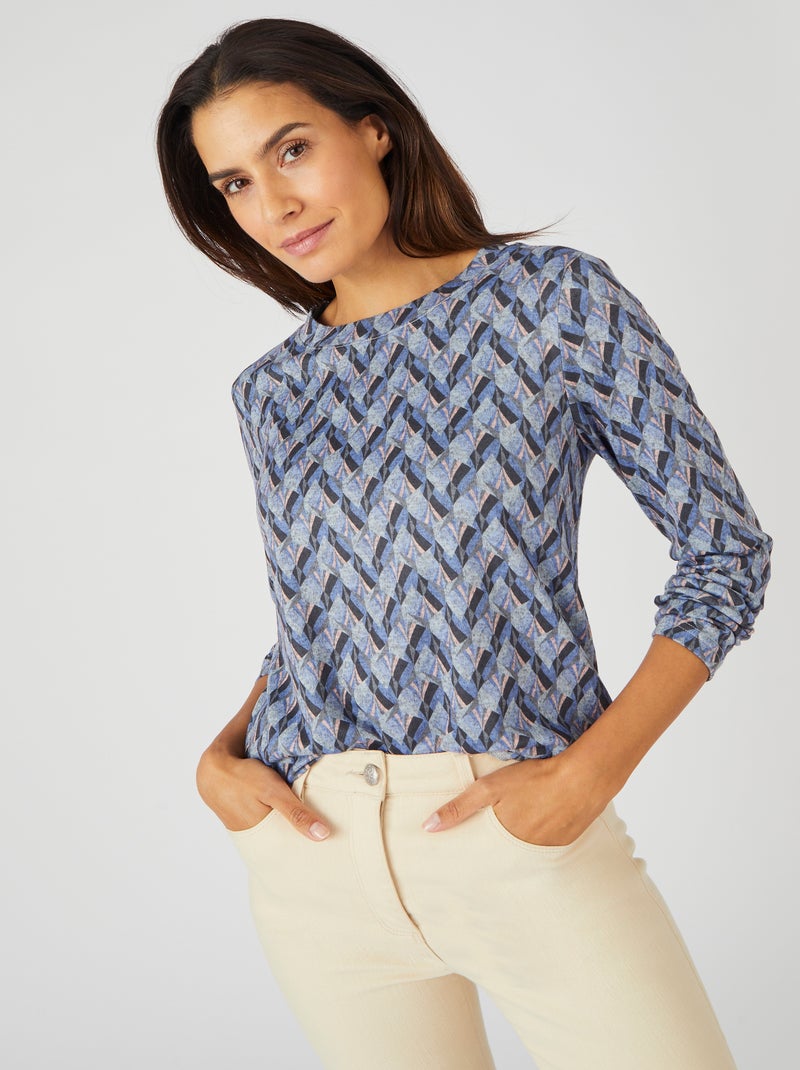 T-shirt maille chaude Thermolactyl - Damart Bleu - Kiabi