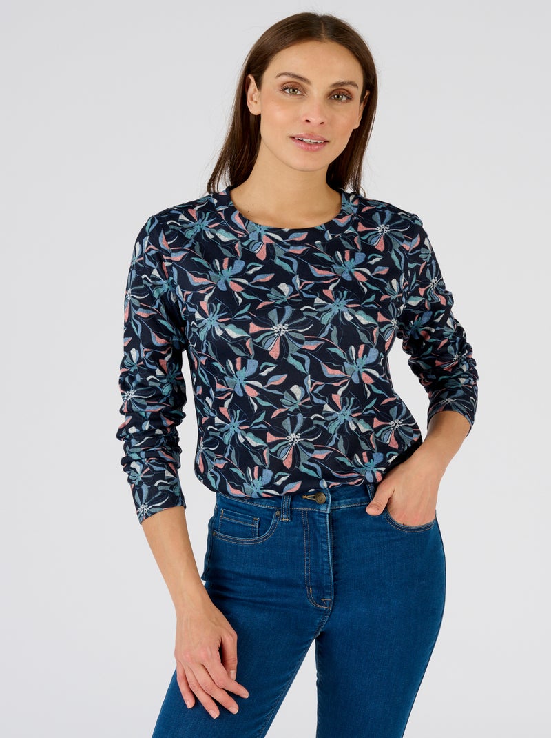 T-shirt maille chaude Thermolactyl - Damart Bleu marine - Kiabi