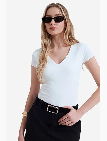 T-shirt maille col v manches courtes dilvin