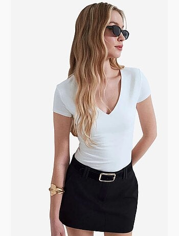 T-shirt maille col v manches courtes dilvin