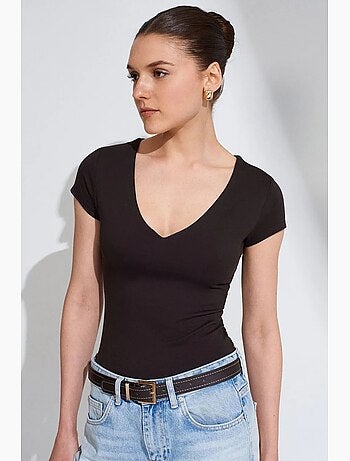 T-shirt maille col v manches courtes dilvin