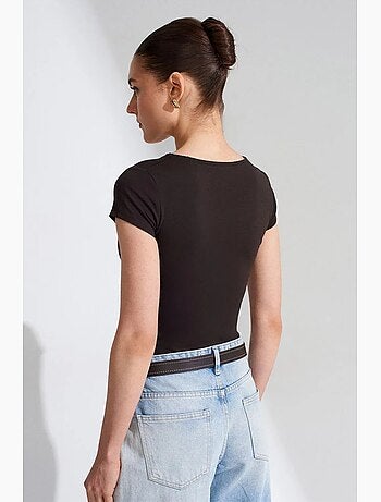 T-shirt maille col v manches courtes dilvin