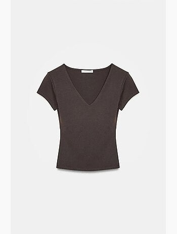 T-shirt maille col v manches courtes dilvin