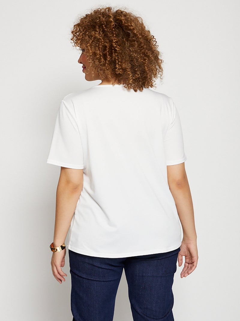 T-shirt maille crêpe extensible bijou Blanc - Kiabi