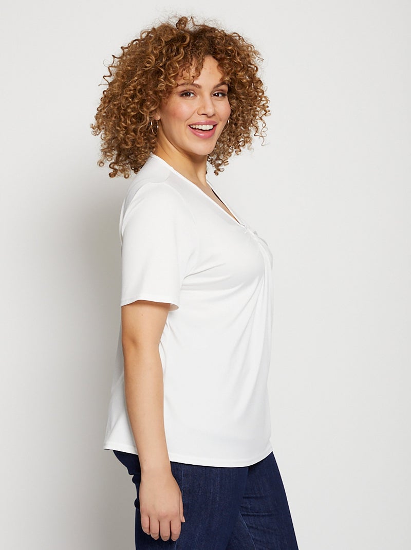 T-shirt maille crêpe extensible bijou Blanc - Kiabi