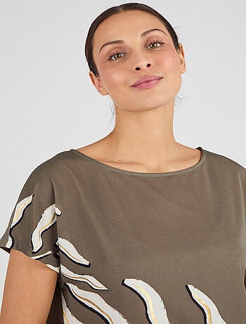 T-shirt maille crêpe motif feuillage - Damart