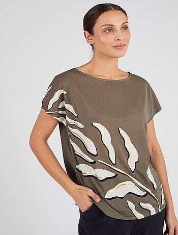 T-shirt maille crêpe motif feuillage - Damart