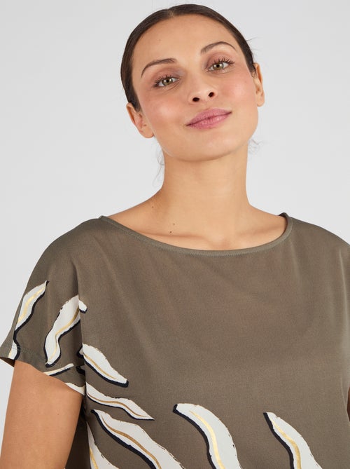 T-shirt maille crêpe motif feuillage - Damart - Kiabi