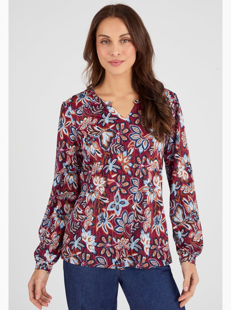 T-shirt maille crêpe stretch fil brillant - Damart Rouge foncé - Kiabi