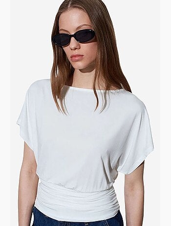 T-shirt maille détails ajourés col rond manches courtes dilvin