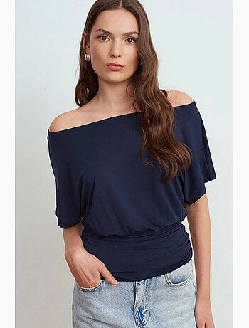 T-shirt maille détails ajourés col rond manches courtes dilvin