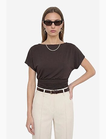T-shirt maille détails ajourés col rond manches courtes dilvin