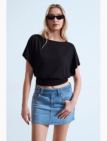 T-shirt maille détails ajourés col rond manches courtes dilvin