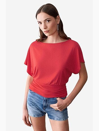 T-shirt maille détails ajourés col rond manches courtes dilvin