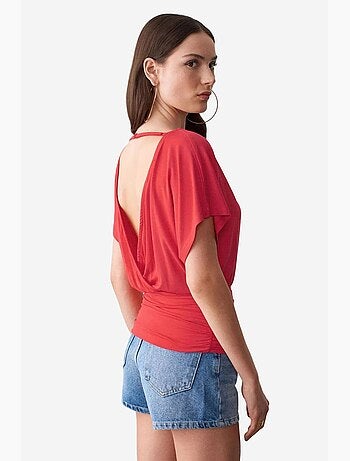 T-shirt maille détails ajourés col rond manches courtes dilvin