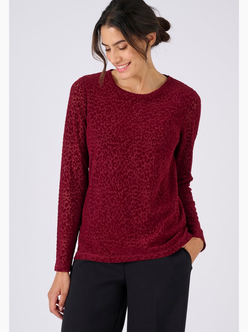 T-shirt maille dévorée - Damart Rouge - Kiabi