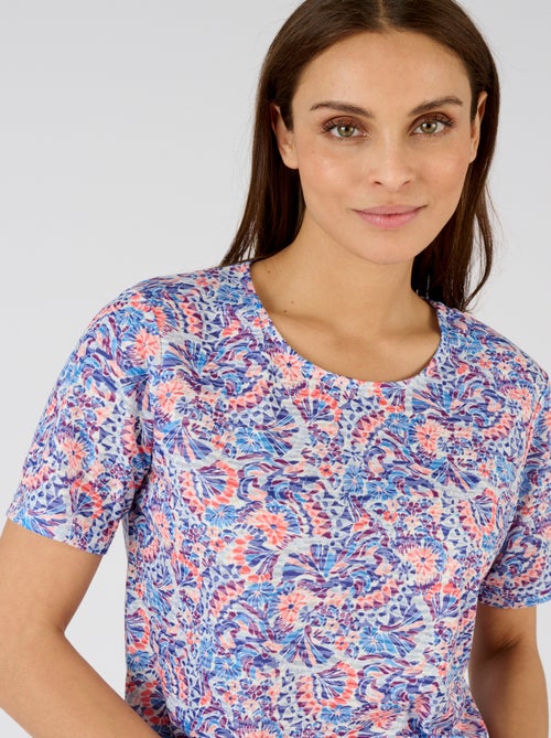 T-shirt maille dévorée imprimée - Damart - Kiabi