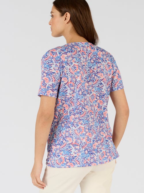 T-shirt maille dévorée imprimée - Damart - Kiabi