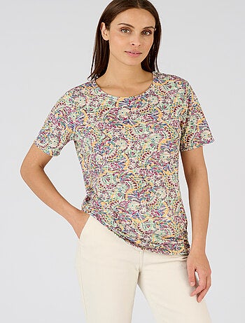 T-shirt maille dévorée imprimée - Damart