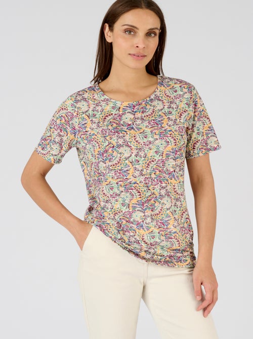 T-shirt maille dévorée imprimée - Damart - Kiabi