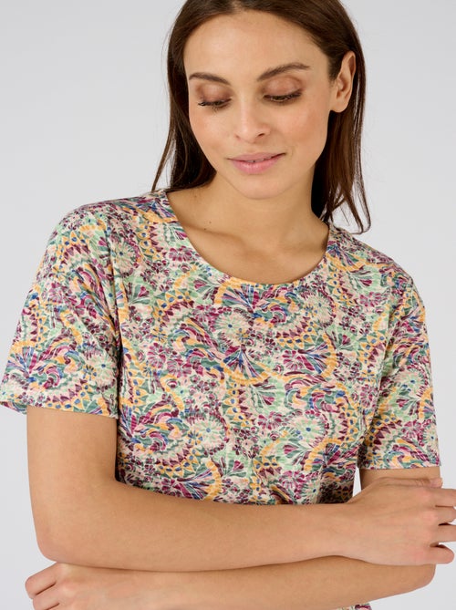 T-shirt maille dévorée imprimée - Damart - Kiabi