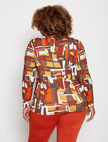 T-shirt maille douce imprimé géométrique