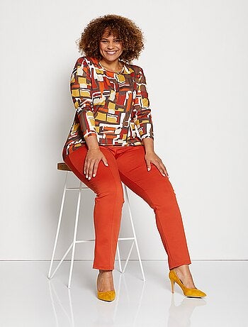 T-shirt maille douce imprimé géométrique