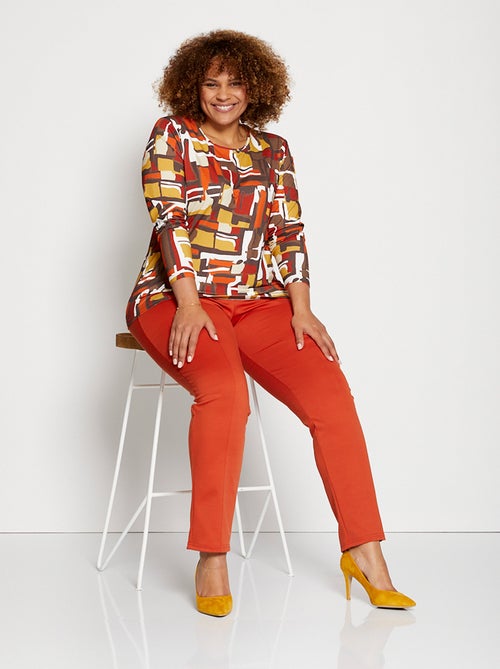 T-shirt maille douce imprimé géométrique - Kiabi