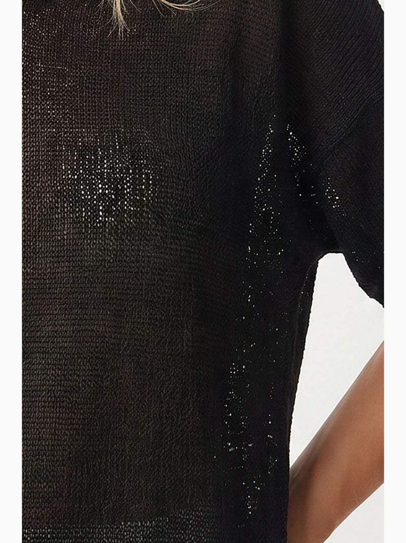 T-shirt maille fine manches longues istanbul Noir - Kiabi