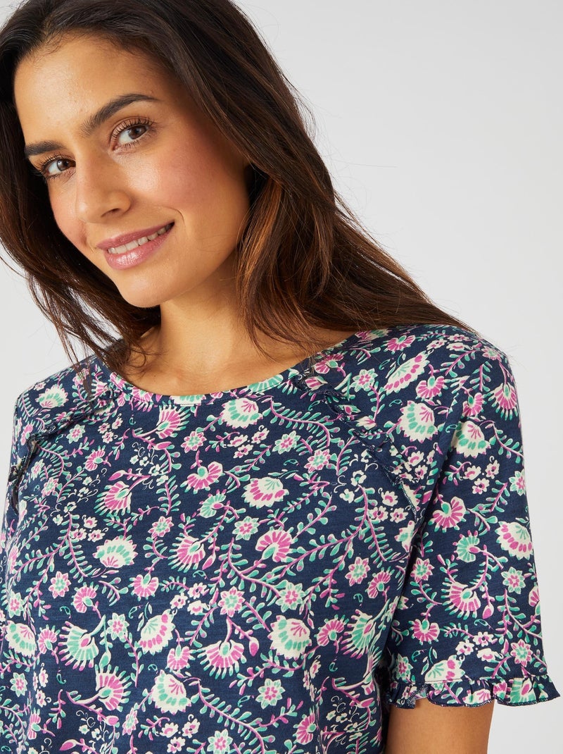 T-shirt maille flammée - Damart Bleu marine - Kiabi