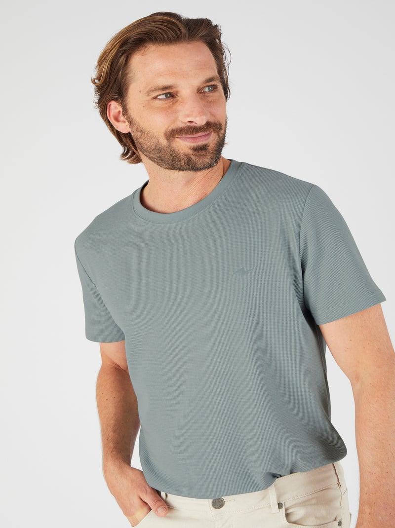 T-shirt maille gaufrée - Damart Gris Vert - Kiabi