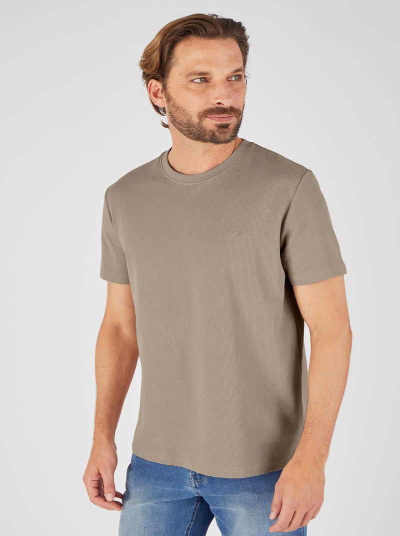 T-shirt maille gaufrée - Damart Marron - Kiabi