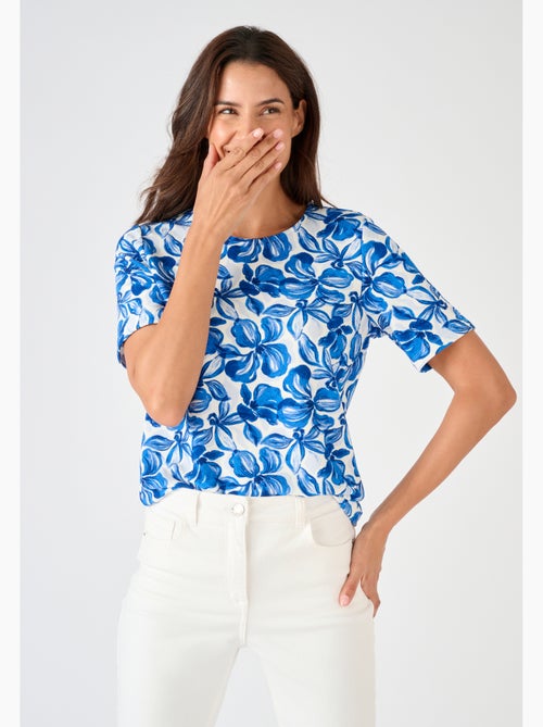 T-shirt maille gaufrée fleurie - Damart - Kiabi