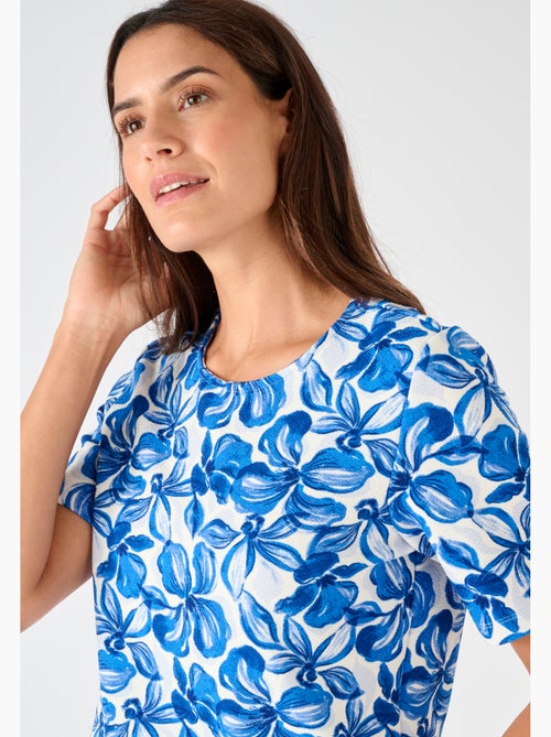 T-shirt maille gaufrée fleurie - Damart - Kiabi