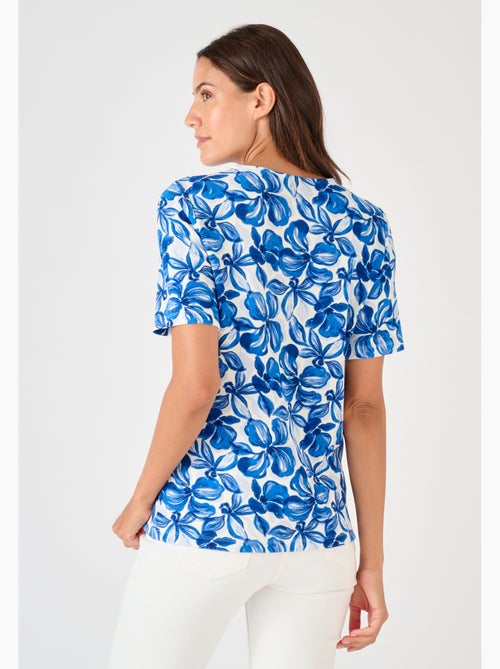 T-shirt maille gaufrée fleurie - Damart - Kiabi