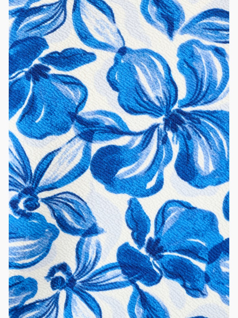 T-shirt maille gaufrée fleurie - Damart Bleu - Kiabi